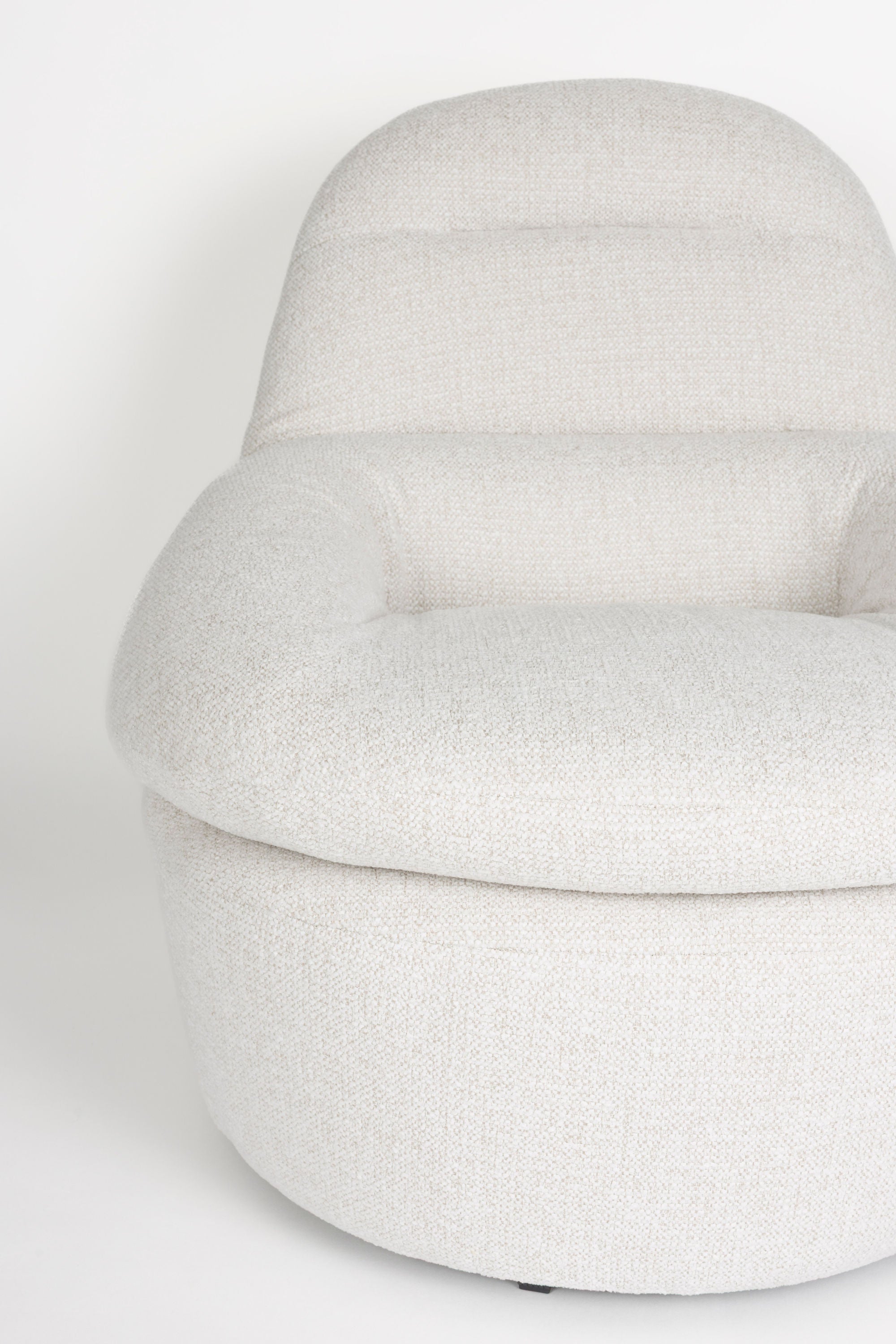 Velvoro White Boucle Swivel Lounge Chair